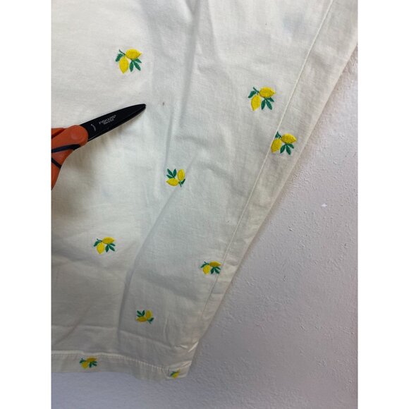 NWOT Talbots Womens Relaxed Chino Pants Lemon Embroidered Size 8 Petite Novelty - Picture 10 of 16